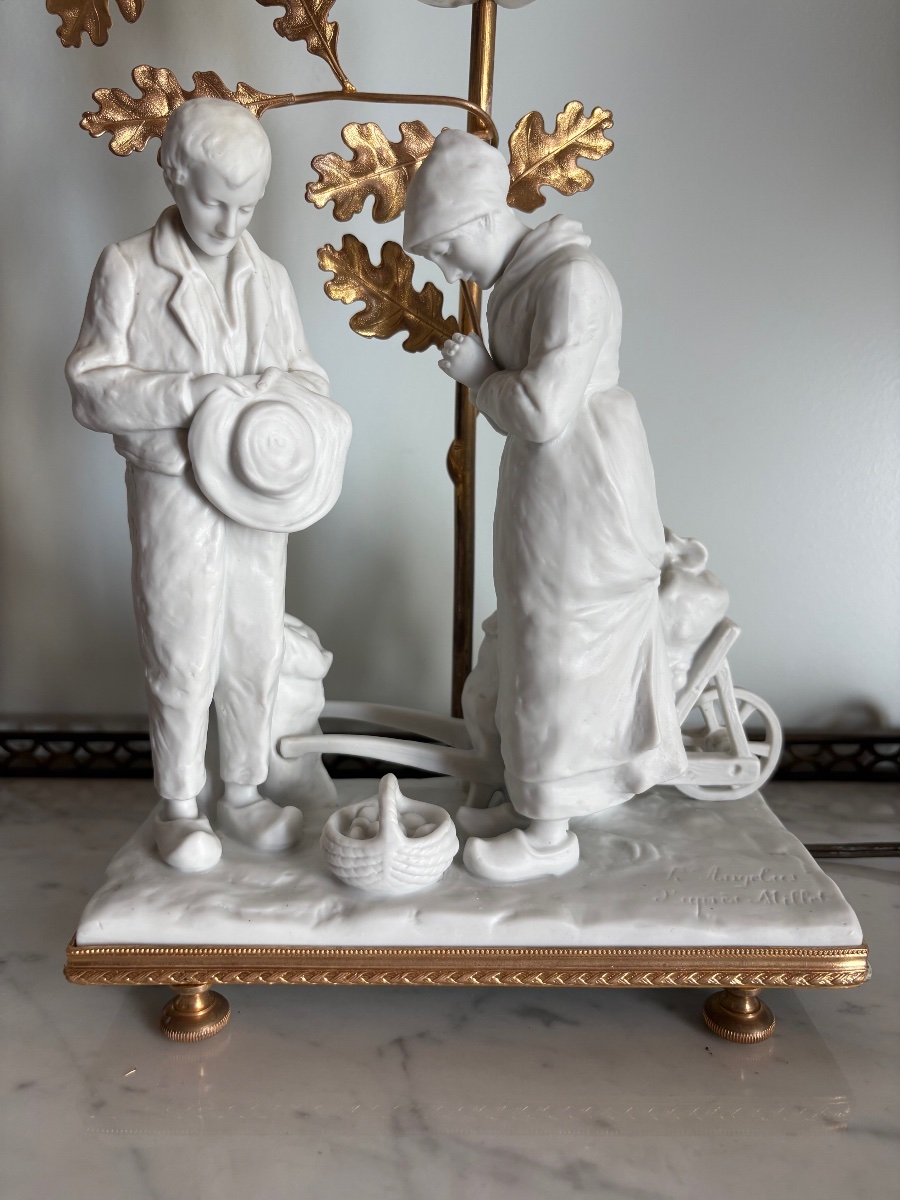 Meissen Bisque Lamp "the Angelus"-photo-2