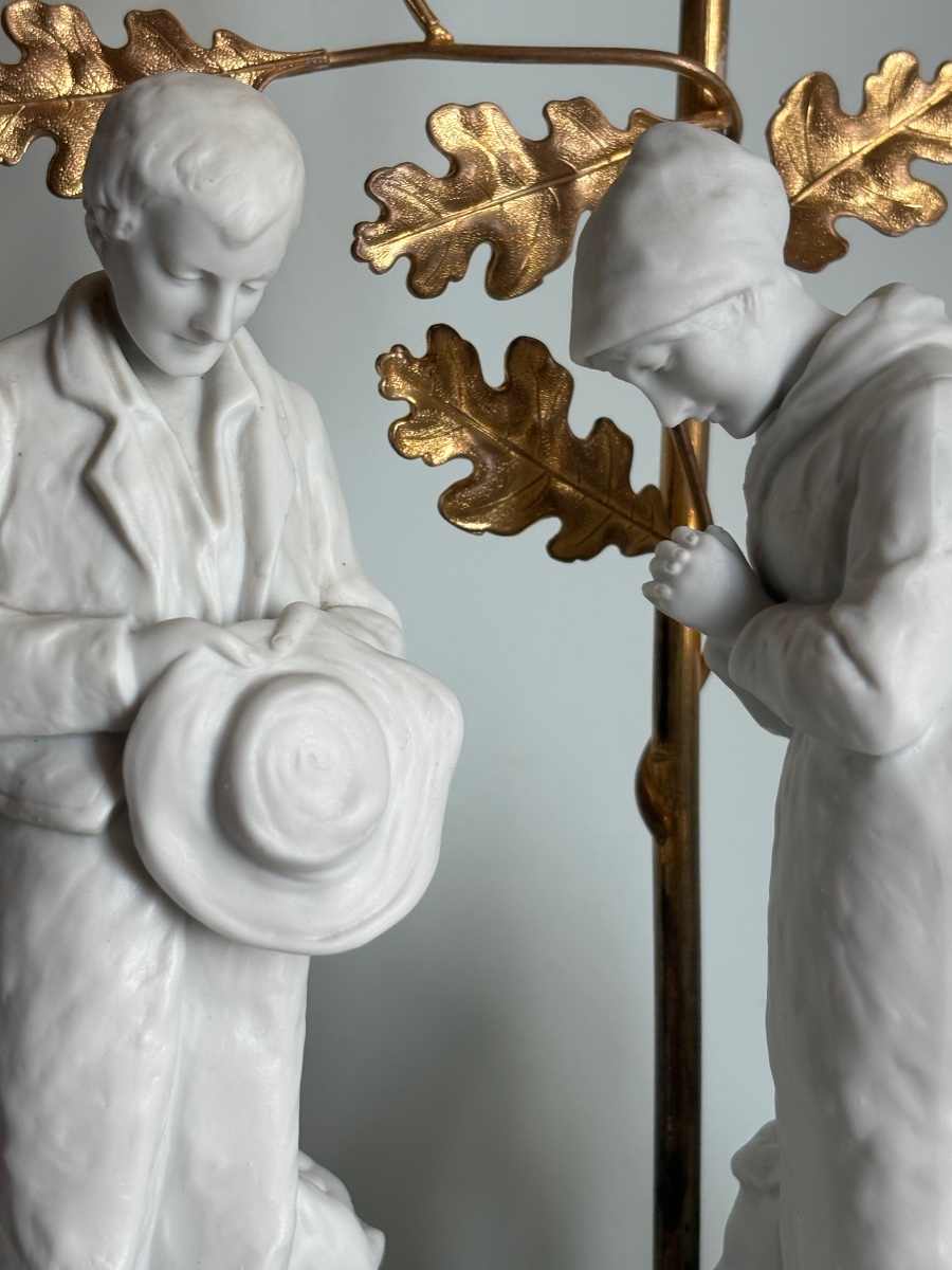 Meissen Bisque Lamp "the Angelus"-photo-3