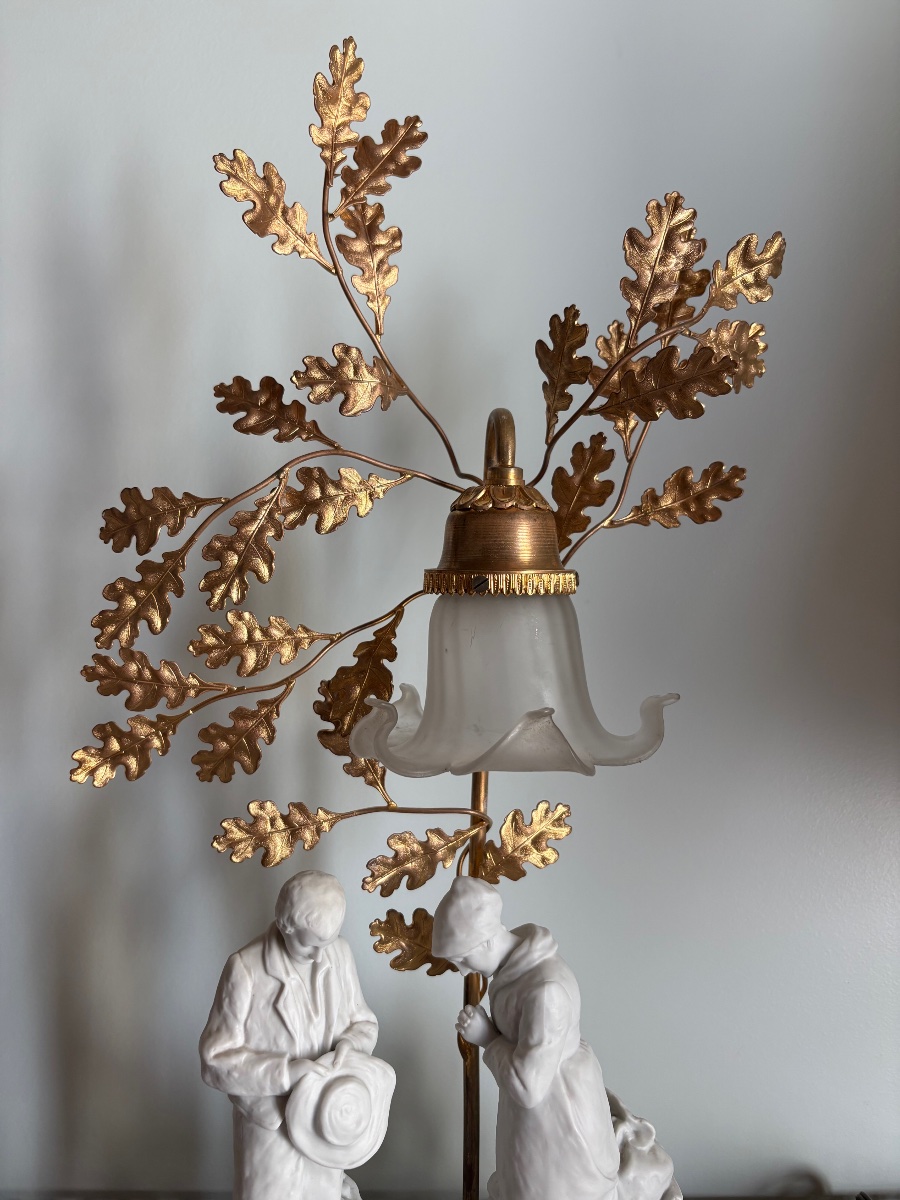 Meissen Bisque Lamp "the Angelus"-photo-2