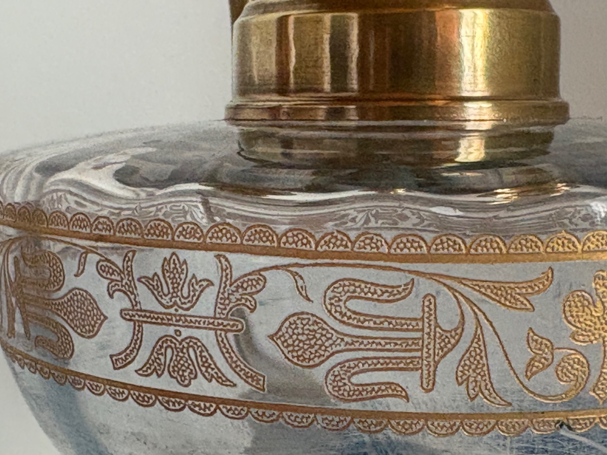 Lampe bronze doré athénienne émaux cloisonnés -photo-5