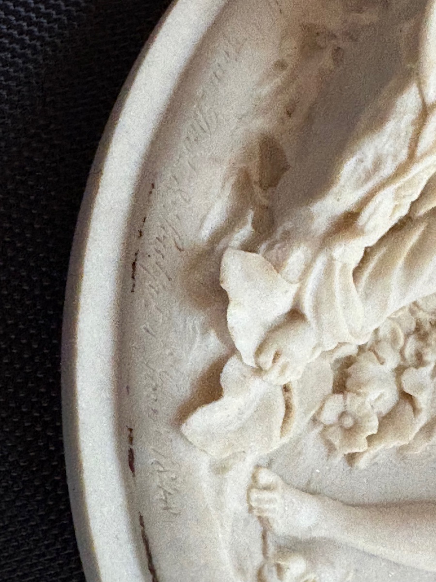 High-relief Marble Medallion Titled "oberon And Titania"-photo-2
