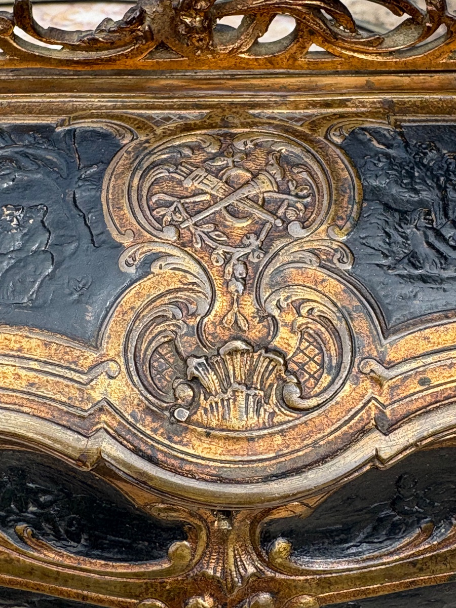 Louis XV-style Bronze Chest In The Shape Of A Scribe's Desk -photo-1