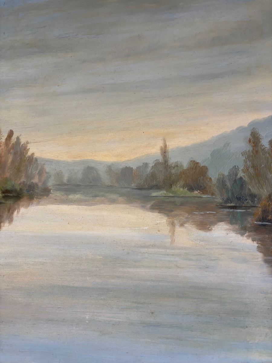 Paysage franc-comtois huile sur panneau XXe-photo-3