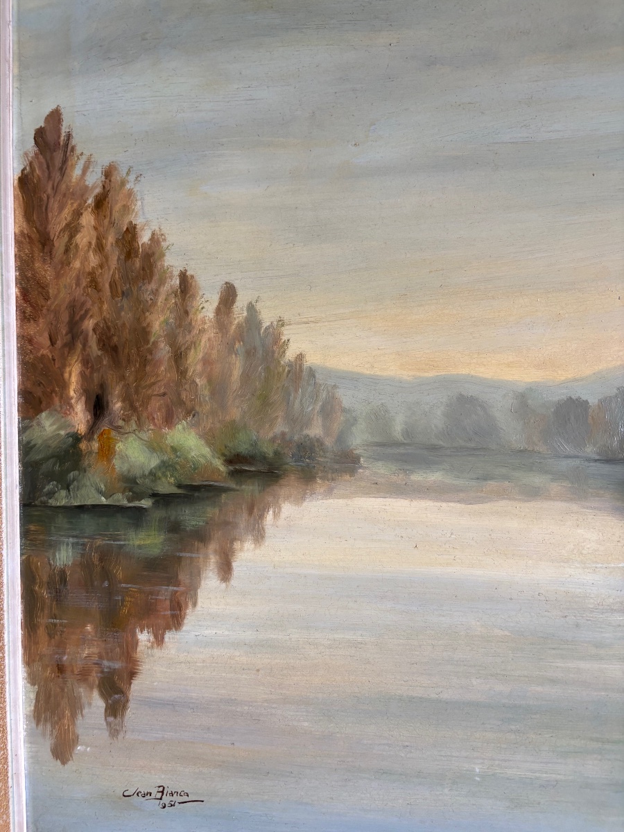 Paysage franc-comtois huile sur panneau XXe-photo-4