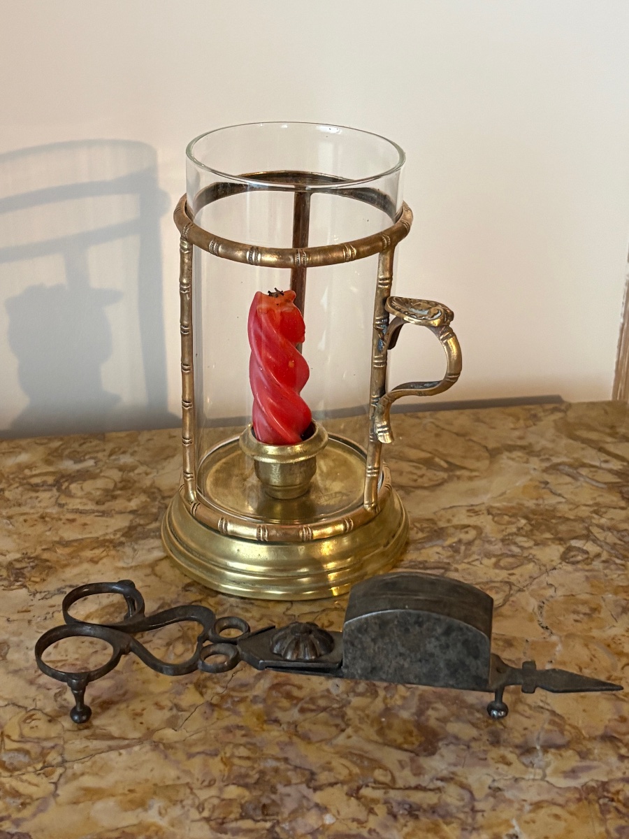 Handheld Bronze Candlestick From The Empire Period -photo-2