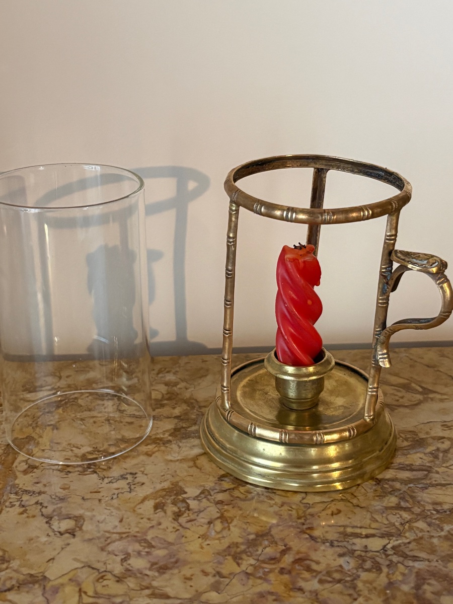 Handheld Bronze Candlestick From The Empire Period -photo-3