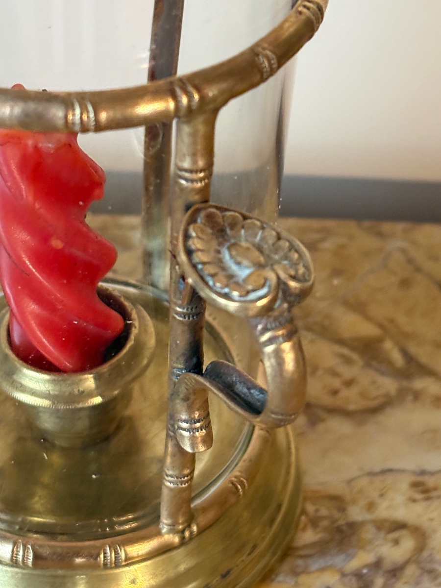 Handheld Bronze Candlestick From The Empire Period -photo-4