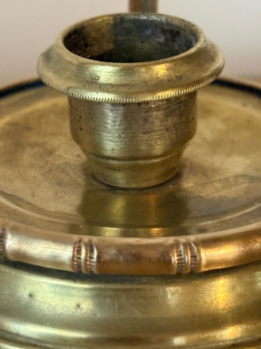 Handheld Bronze Candlestick From The Empire Period -photo-2