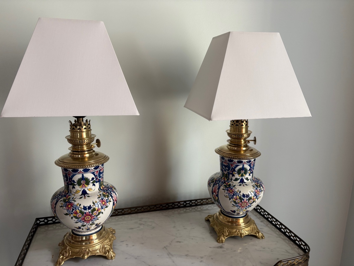 Lampes style XVIIIe sur monture bronze doré -photo-4