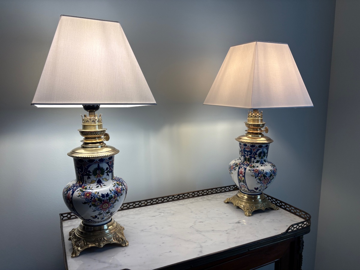 Lampes style XVIIIe sur monture bronze doré 