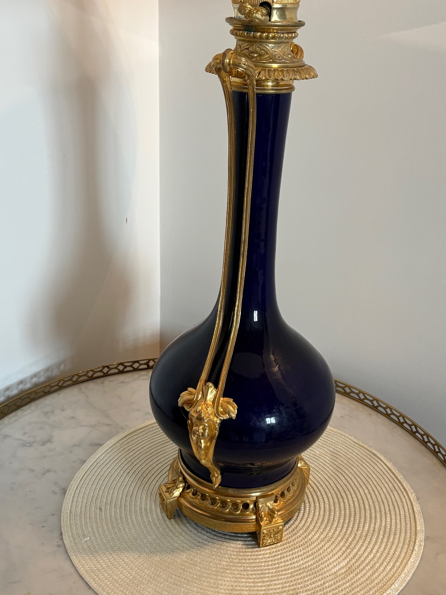 Large Sèvres Lamp With Gilded Bronze Frame -photo-3