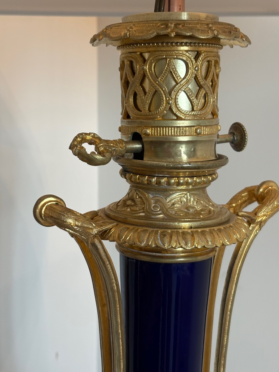 Large Sèvres Lamp With Gilded Bronze Frame -photo-4