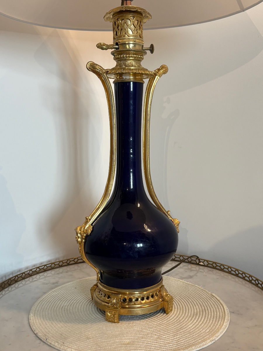 Large Sèvres Lamp With Gilded Bronze Frame -photo-2