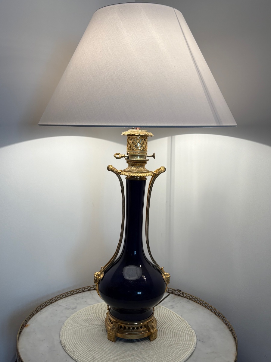 Large Sèvres Lamp With Gilded Bronze Frame -photo-3