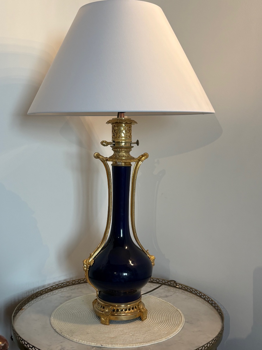 Large Sèvres Lamp With Gilded Bronze Frame -photo-4