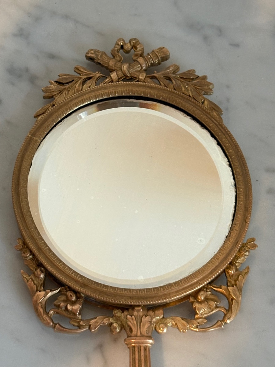 Face à main miroir biface de style Louis XVI -photo-4