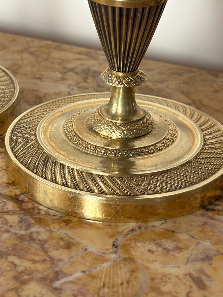 Bougeoirs Empire bronze doré -photo-3