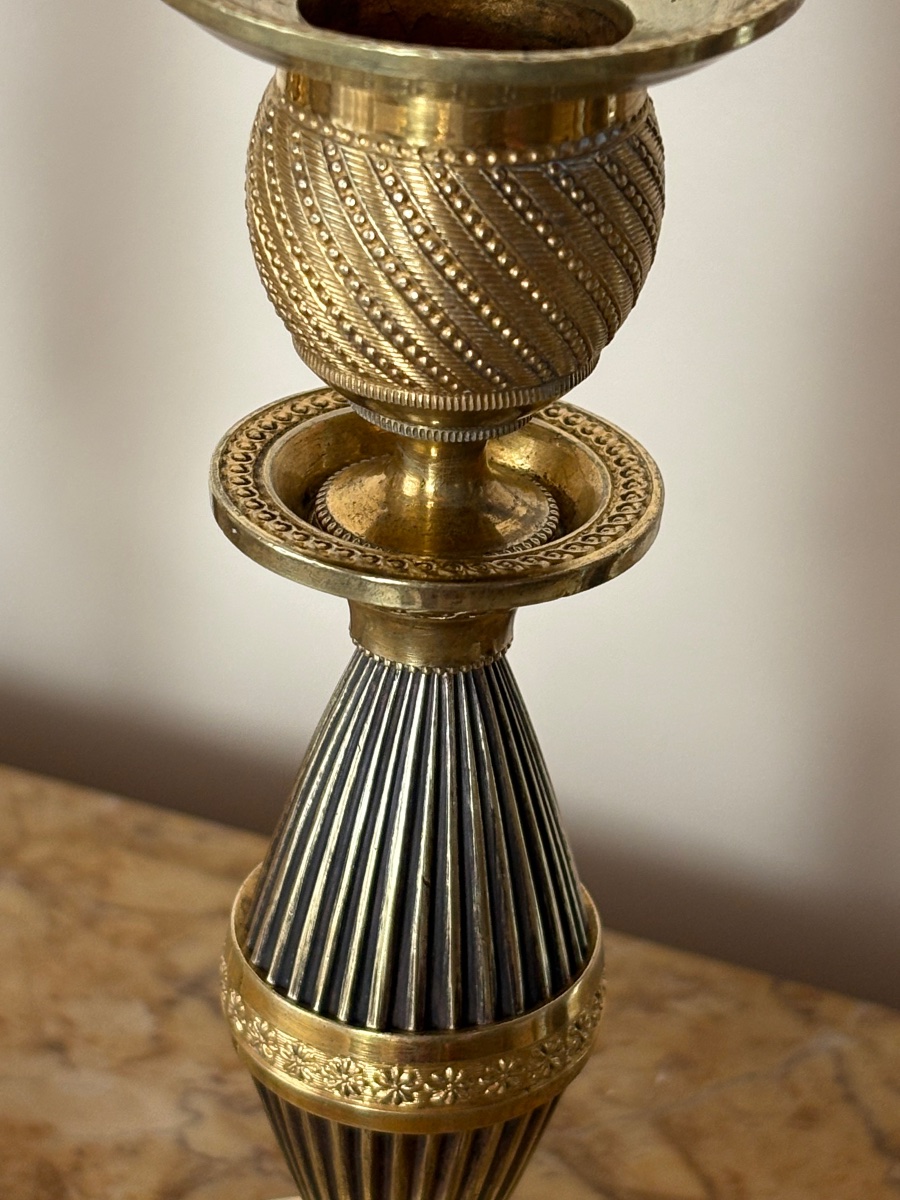 Bougeoirs Empire bronze doré -photo-4