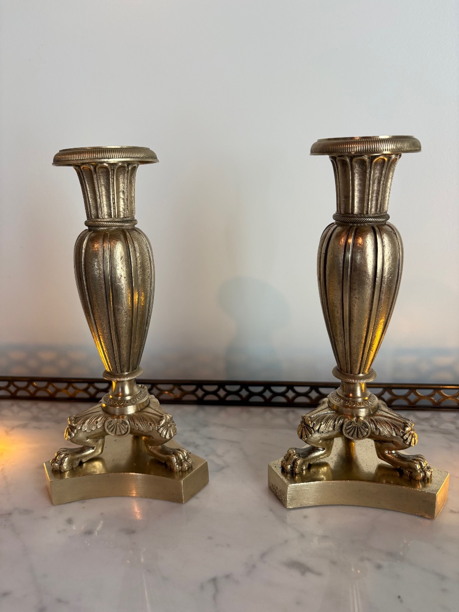 Vintage "ragots" Candlesticks From The Restoration Period -photo-3