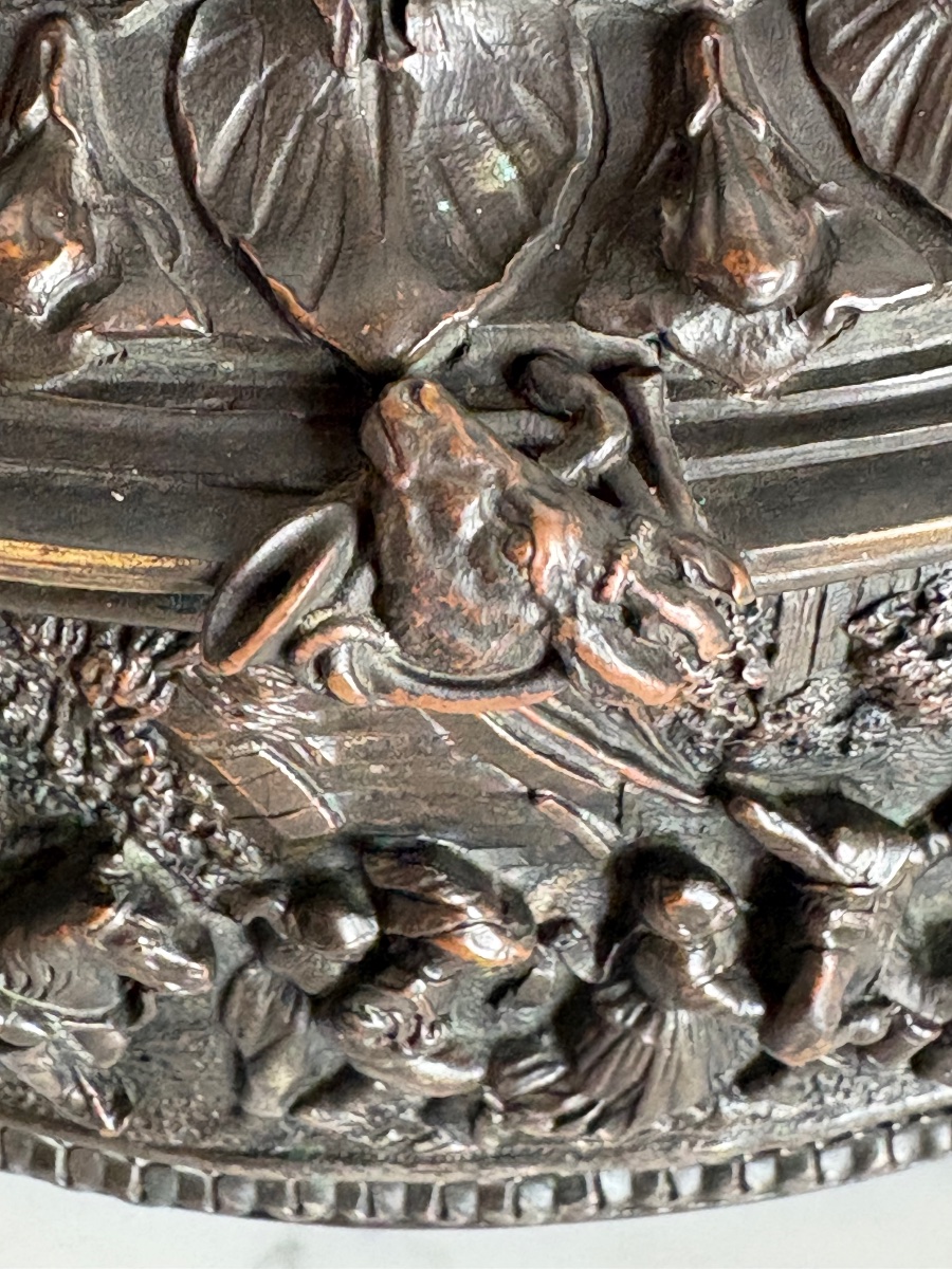 Coffret en bronze scènes XVIIe haut relief -photo-3