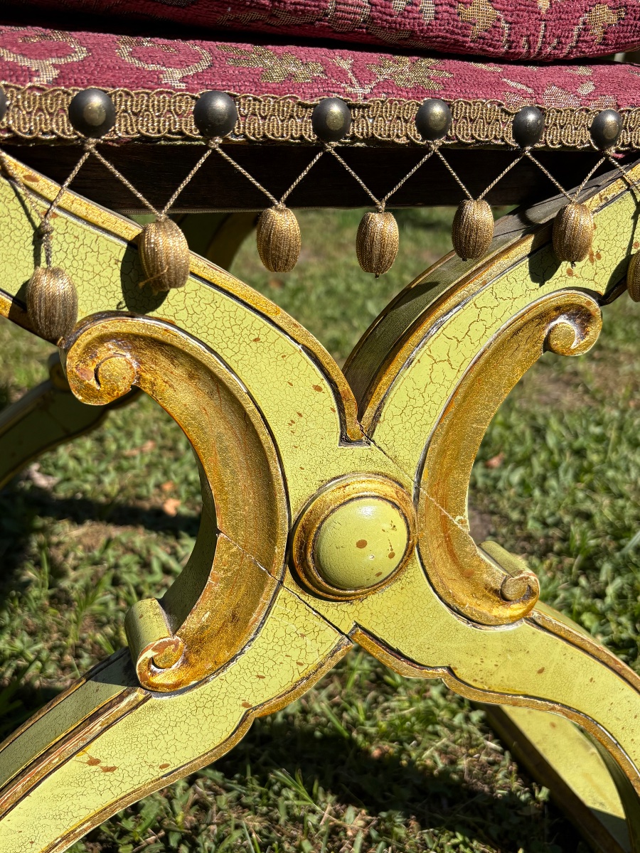 Pair Of Italian Armchairs Made Of Painted Wood Accented With Gilding -photo-4