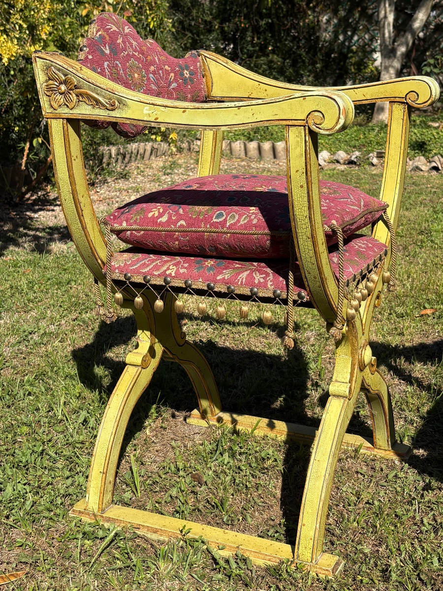 Pair Of Italian Armchairs Made Of Painted Wood Accented With Gilding -photo-5