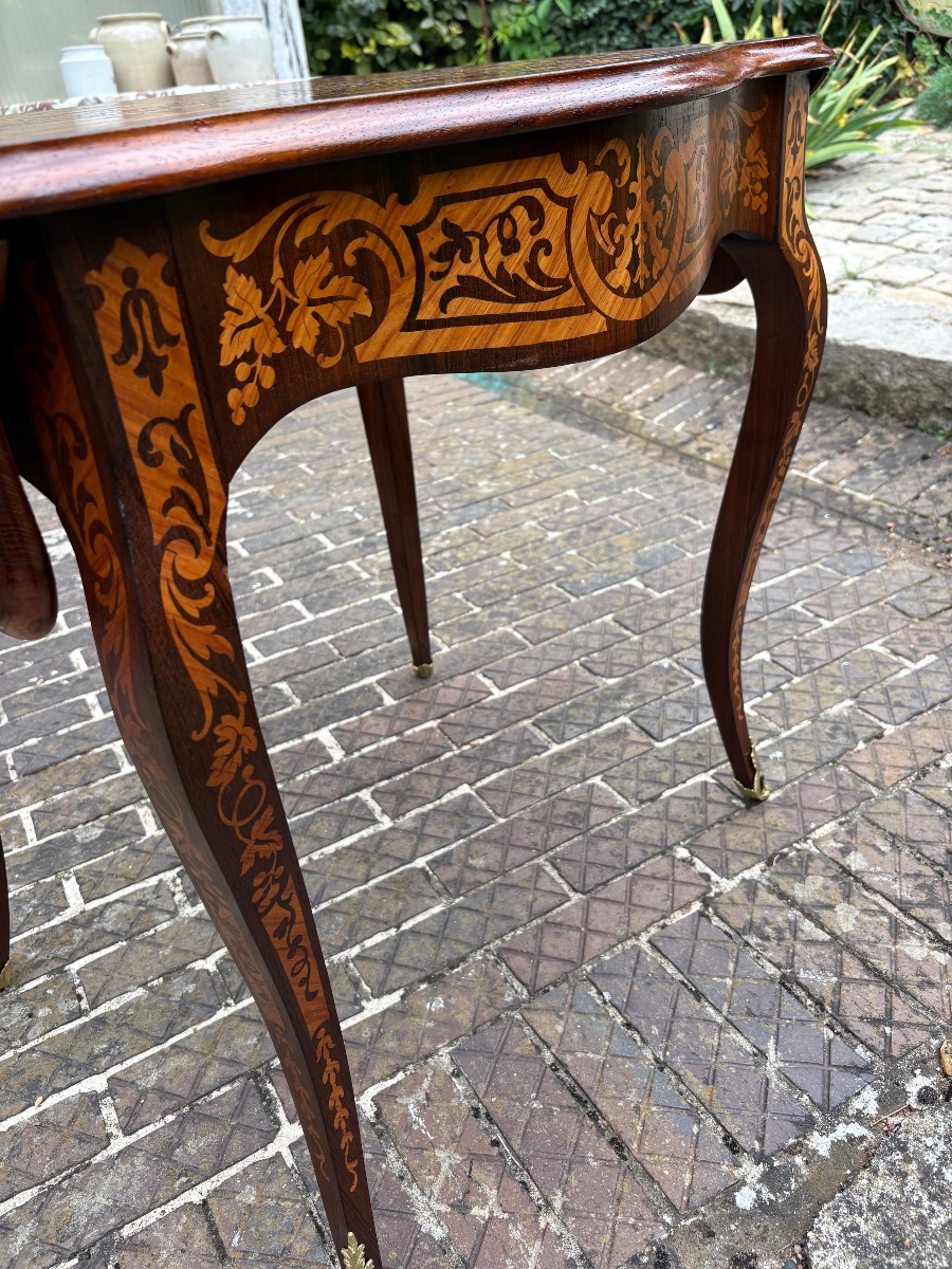 Table Louis XV marqueterie de pampres de vignes -photo-4