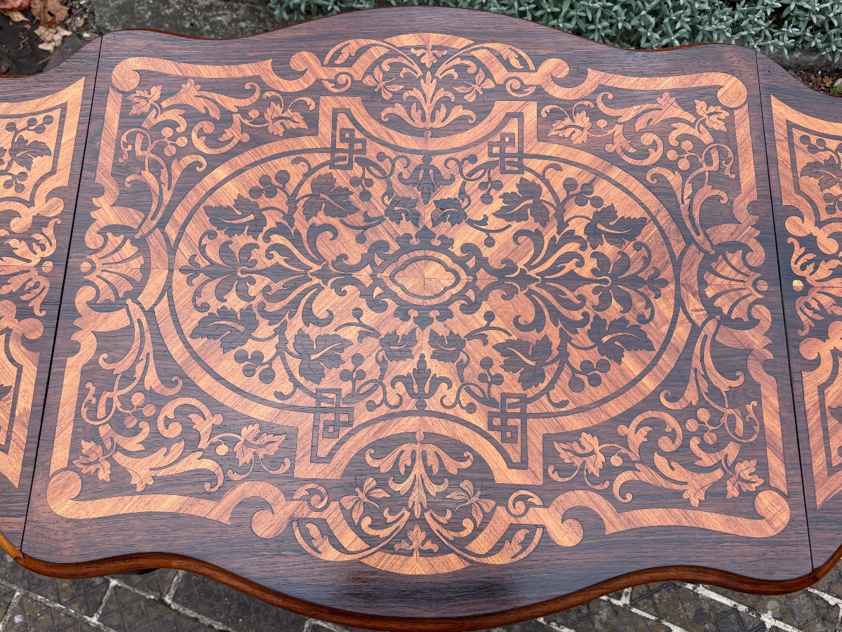 Table Louis XV marqueterie de pampres de vignes -photo-6