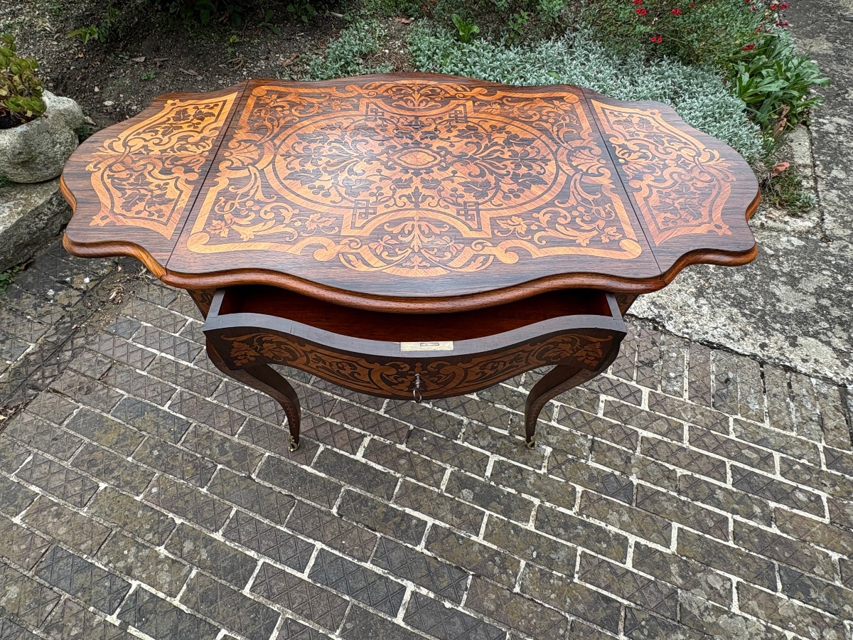 Table Louis XV marqueterie de pampres de vignes -photo-8