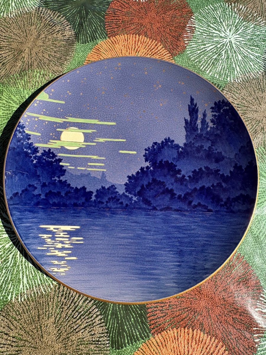Lunéville Decorative Plate Featuring A Moonlit Landscape 