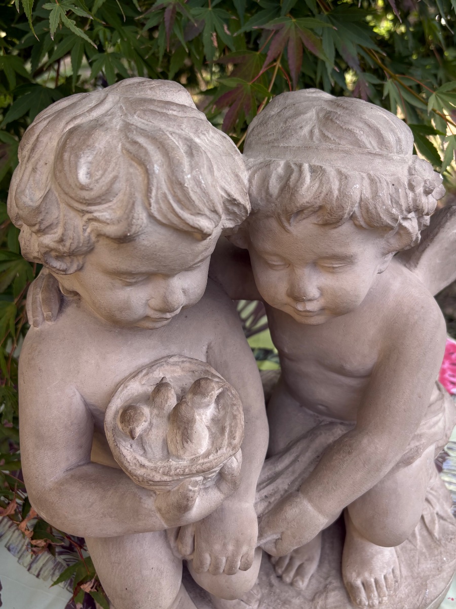 19th-century Stone Sculpture Of Cupid And Zephyr As Children-photo-1
