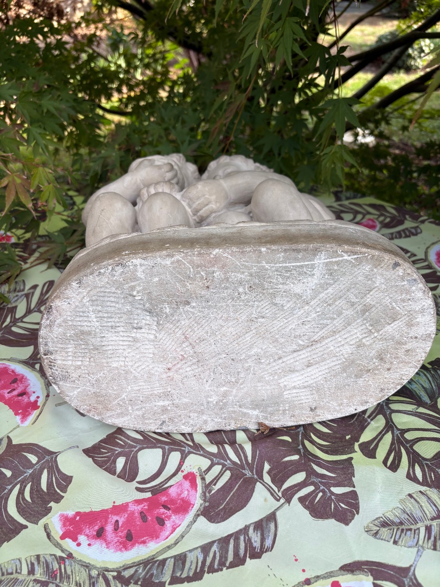 19th-century Stone Sculpture Of Cupid And Zephyr As Children-photo-5