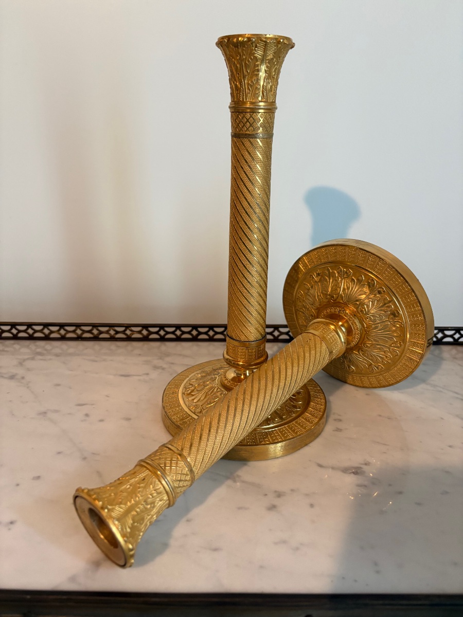 Gérard Jean Galle, Pair Of Empire-style Candlesticks -photo-2