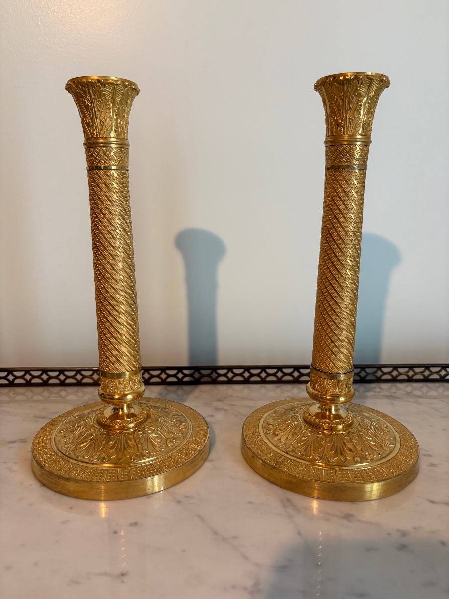 Gérard Jean Galle, Pair Of Empire-style Candlesticks 