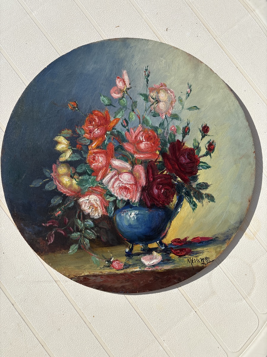 Pair Of Paintings Depicting Bouquets Of Flowers -photo-1