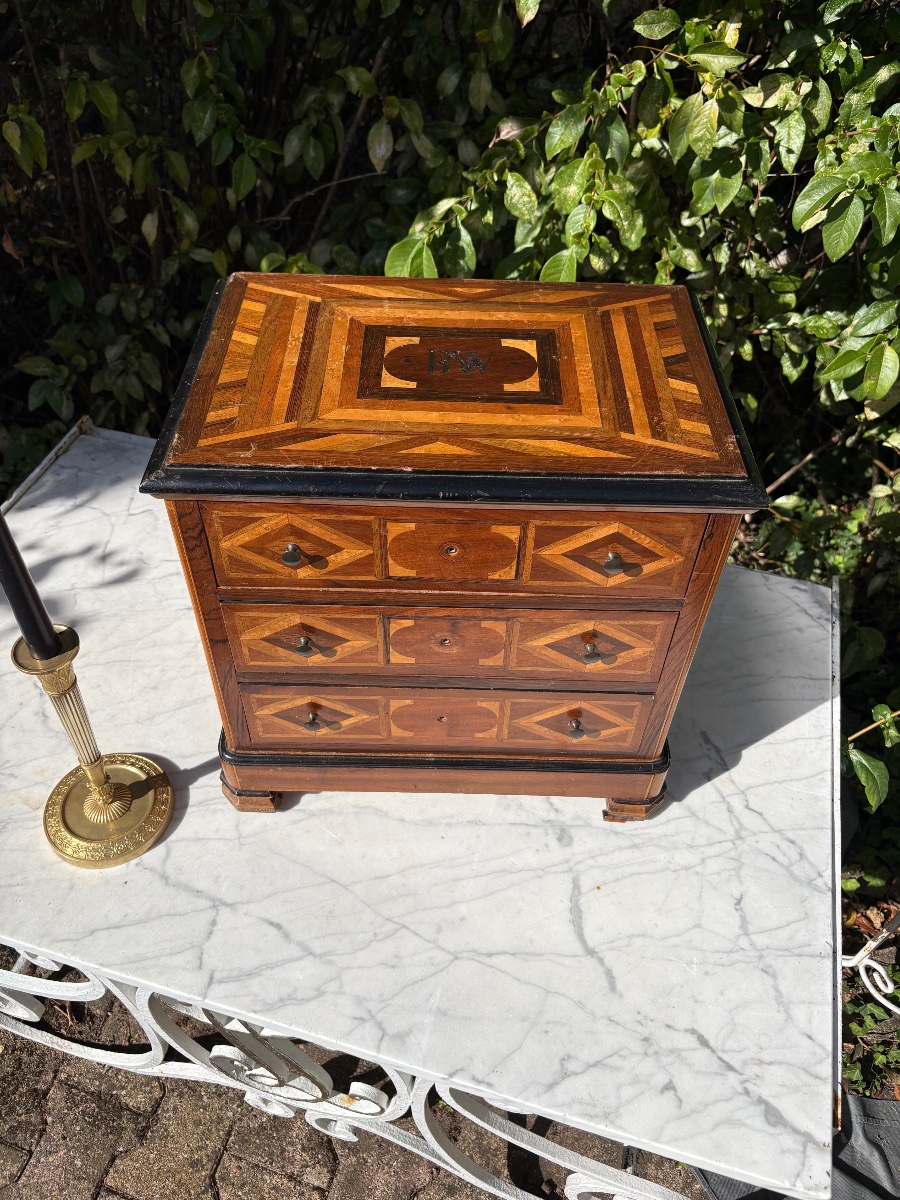 Miniature Marquetry Chest Of Drawers -photo-2