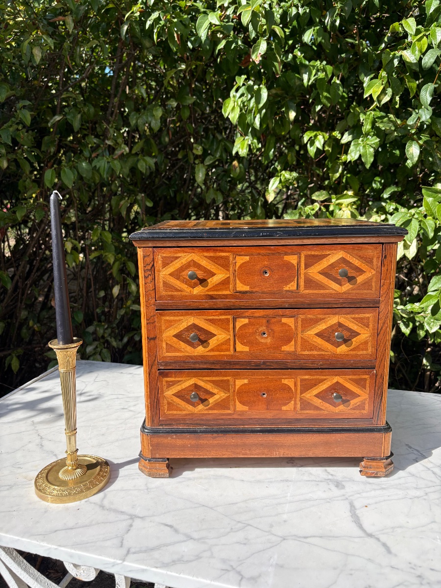 Miniature Marquetry Chest Of Drawers -photo-3