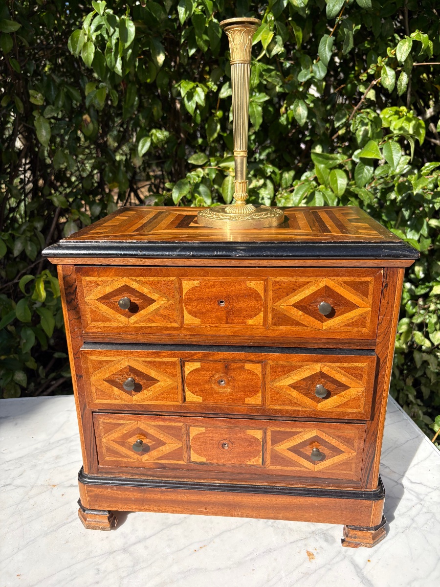 Miniature Marquetry Chest Of Drawers 