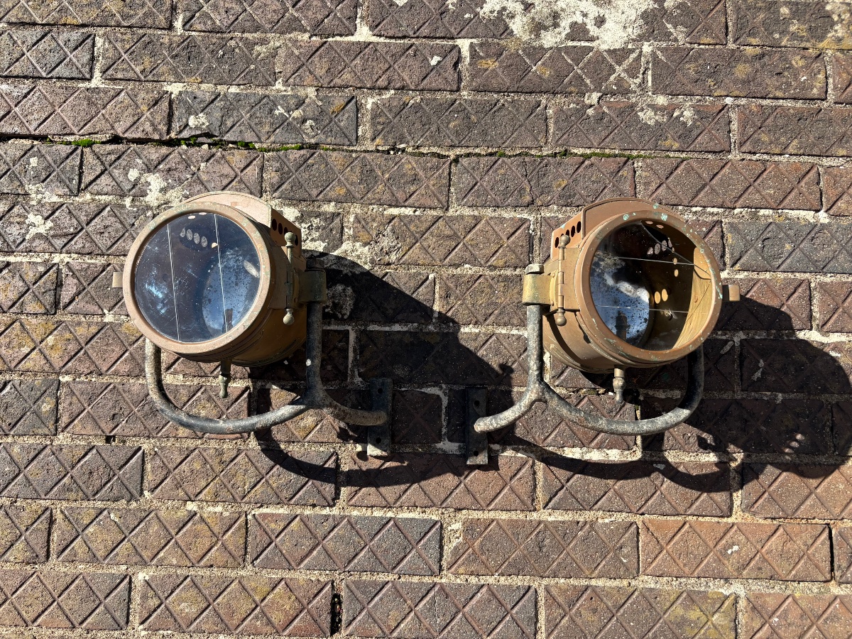 Paire de lampes automobile en cuivre 1900