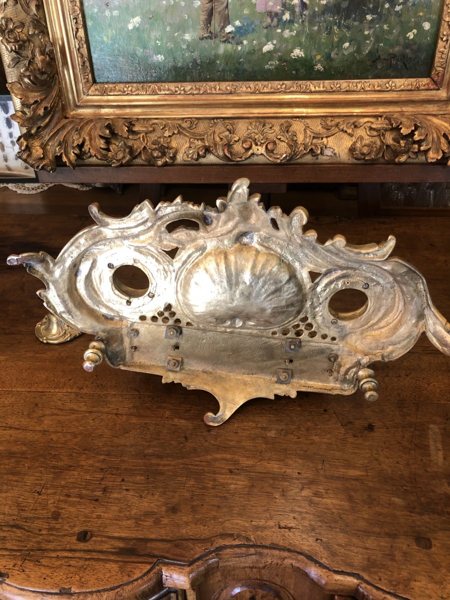 Louis XV Inkwell In Gilded Bronze-photo-3