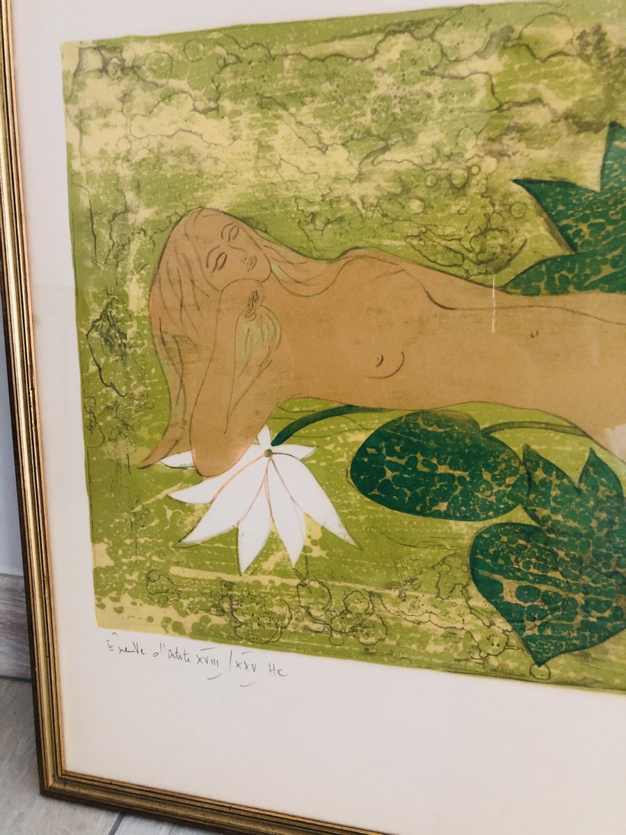 Artist's Proof Lithograph Representing A Reclining  Woman (1977)-photo-3