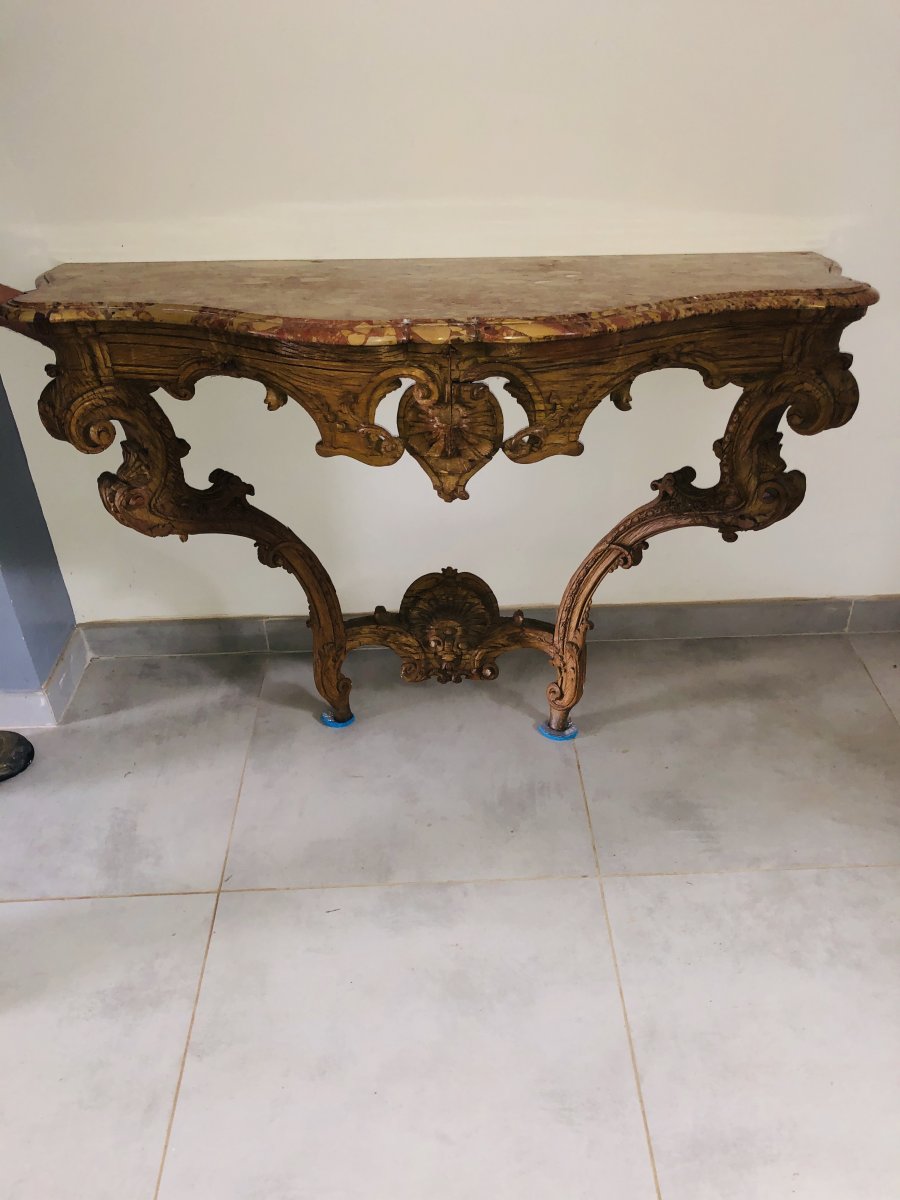 Console d'applique en chêne blond d'époque Régence (XVIII ème siècle)-photo-3