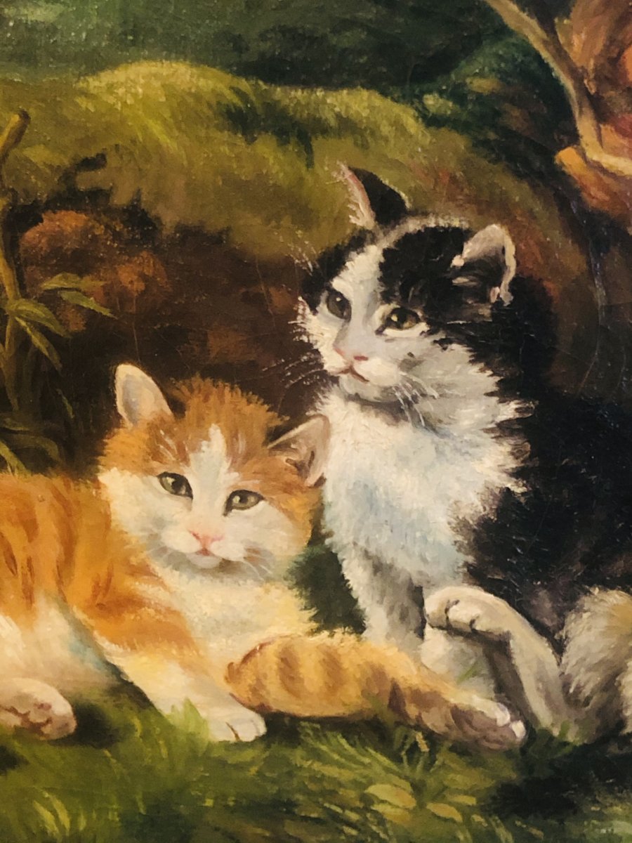 Painting Of 3 Kittens Playing In Nature By J Svobody-photo-2