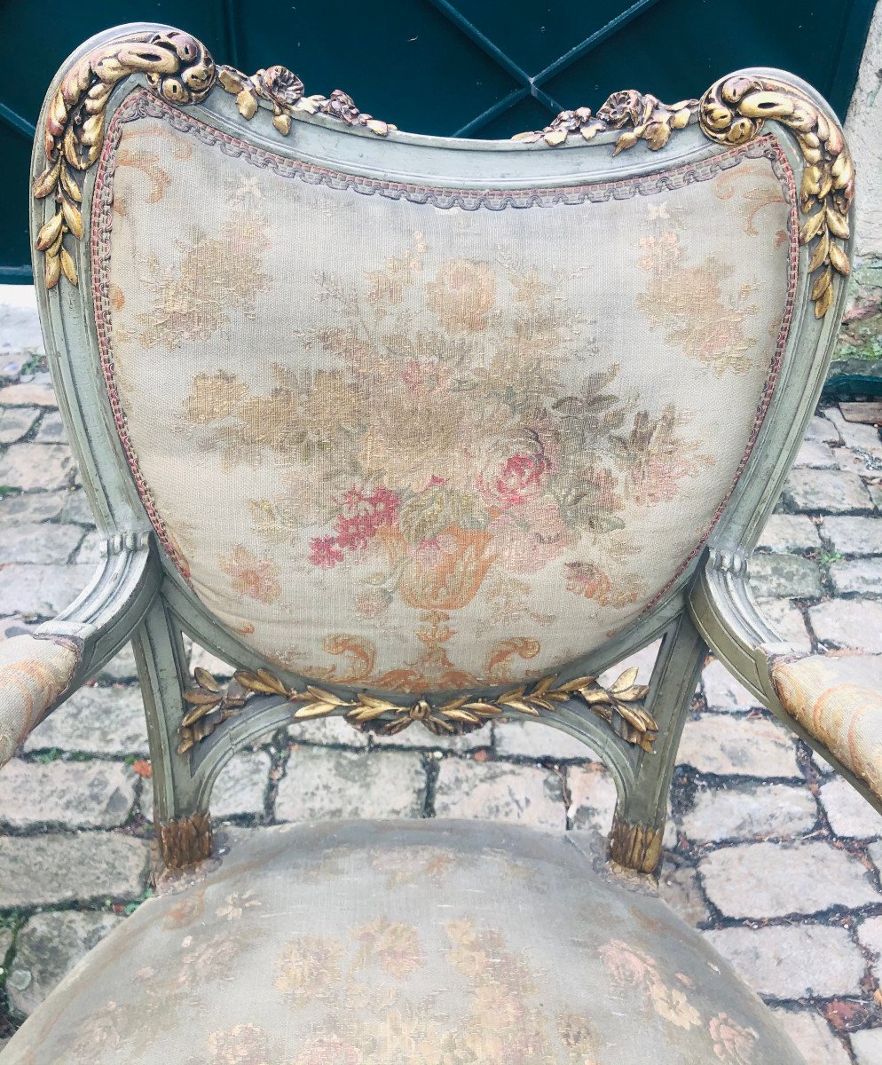 Pair Of Rechampis And Gold Transition Armchairs-photo-4