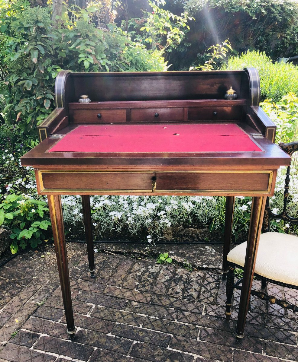 Bureau à cylindre bonheur du jour LOUIS XVI-photo-4