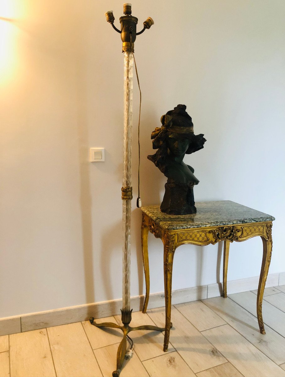 Palm Tree Floor Lamp In Glass And Bronze