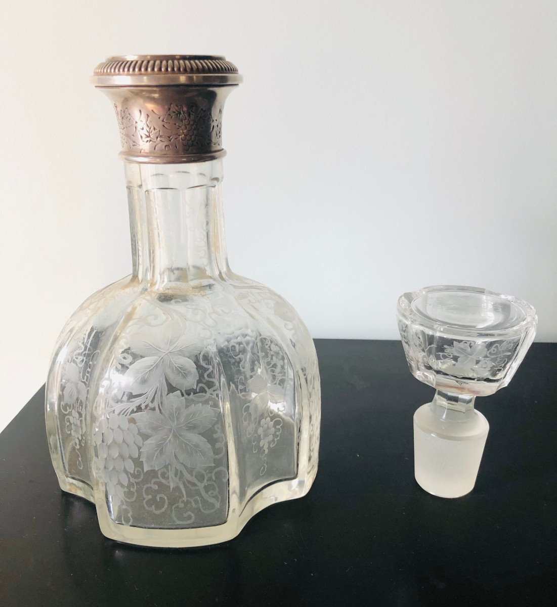 Crystal And Silver Cognac Decanter.-photo-2