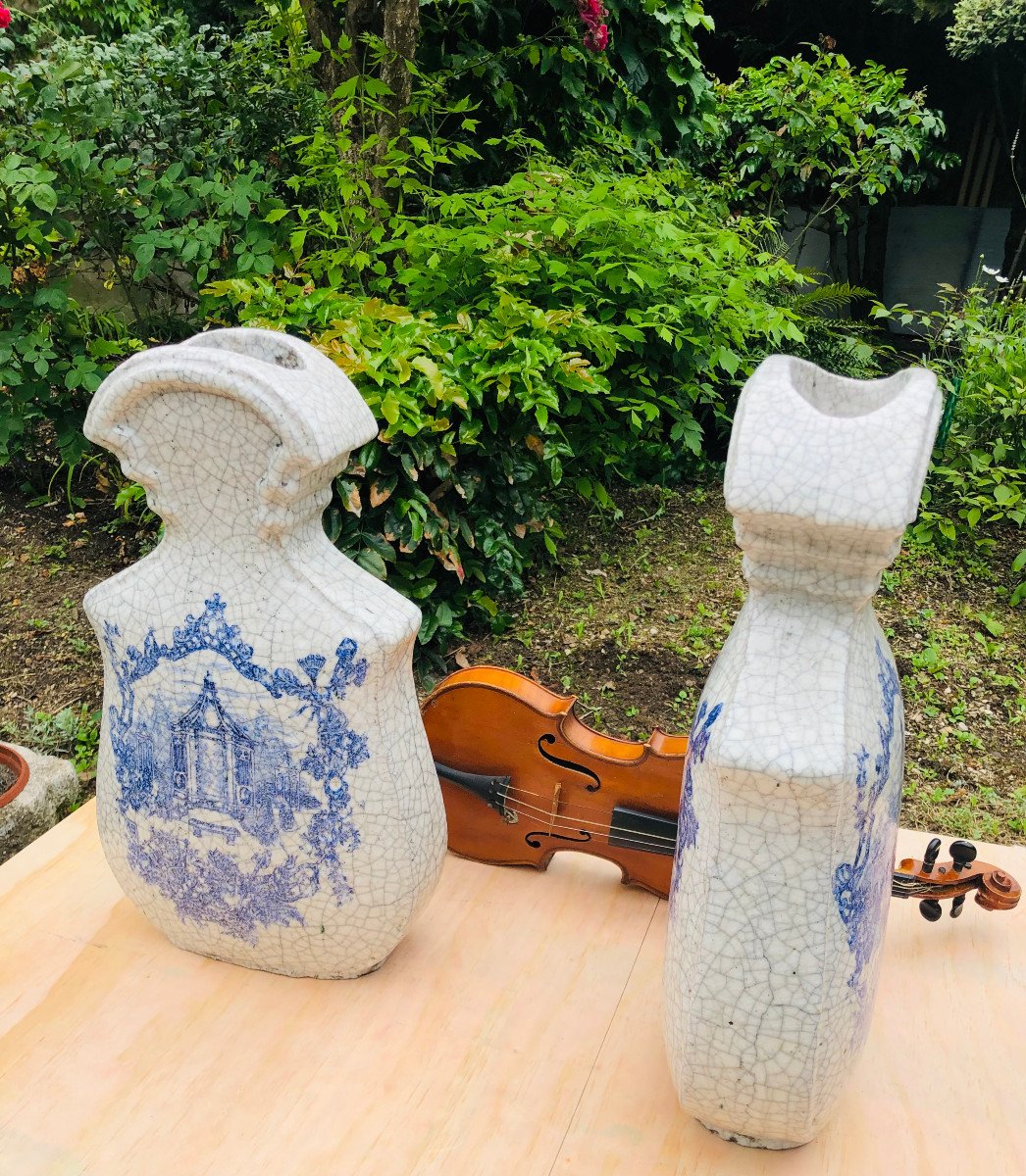 Pair Of Cracked Violin-shaped Vases-photo-3