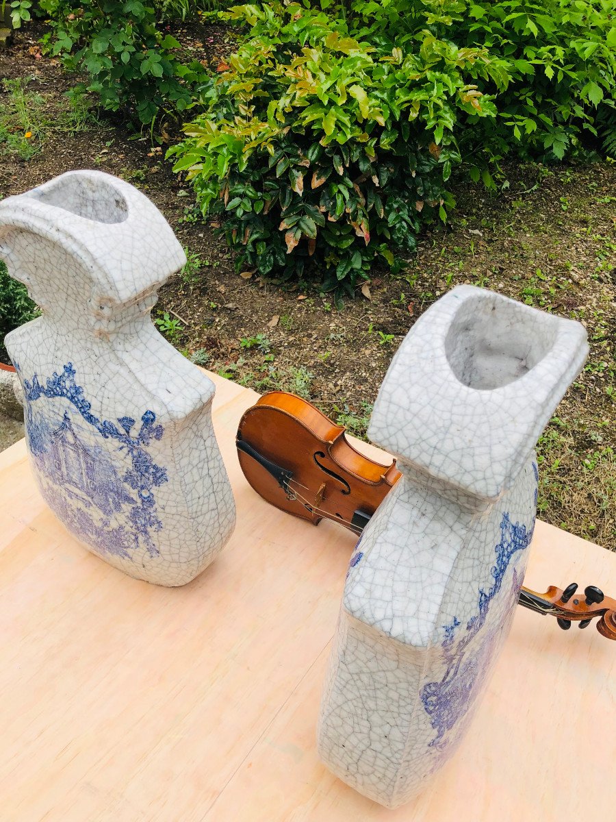Pair Of Cracked Violin-shaped Vases-photo-4