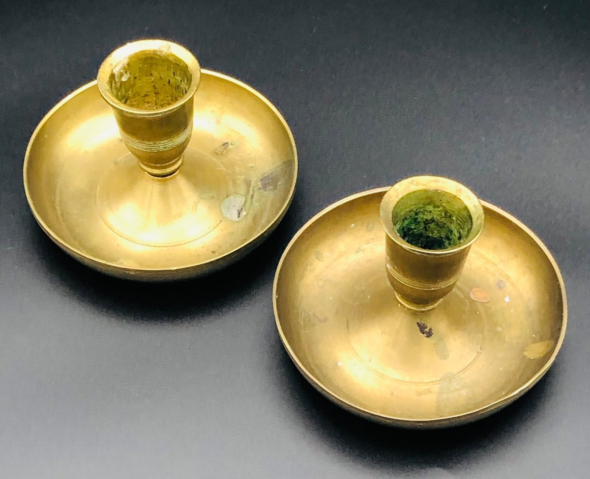 Pair Of Travel Candlesticks.-photo-2